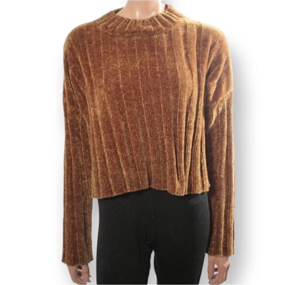 WILD FLOWER MUSTARD CROP SWEATER SZ.XS EUC - Picture 1 of 8